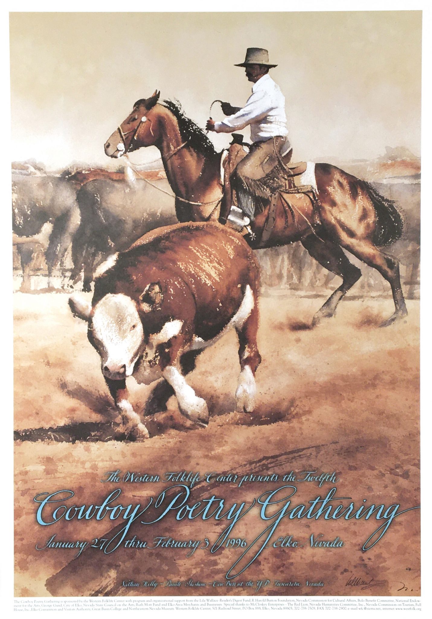 Cowboy Poetry Gathering Poster Elko 1996 William Matthews