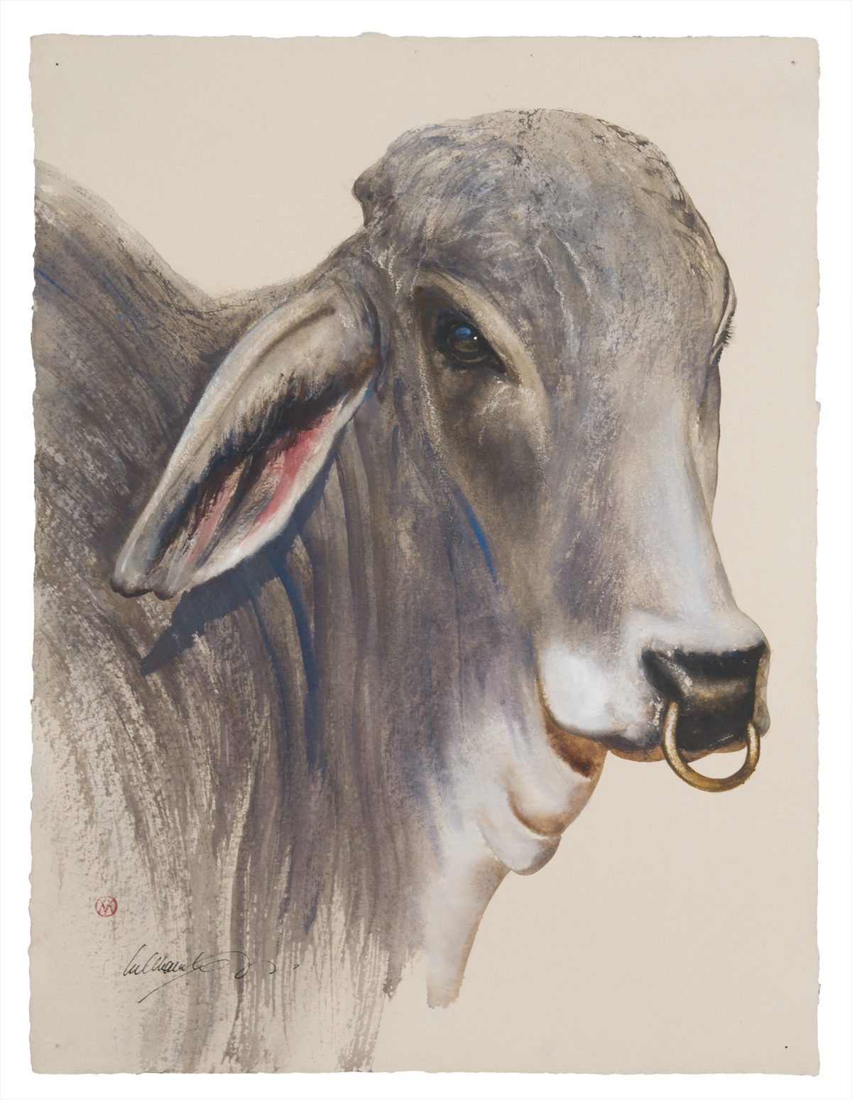 A painting of a bull