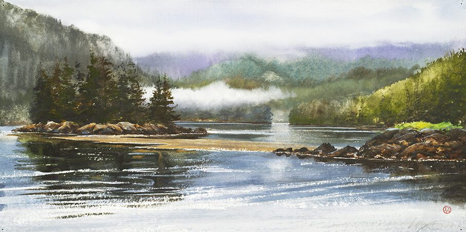 Painting of a lake