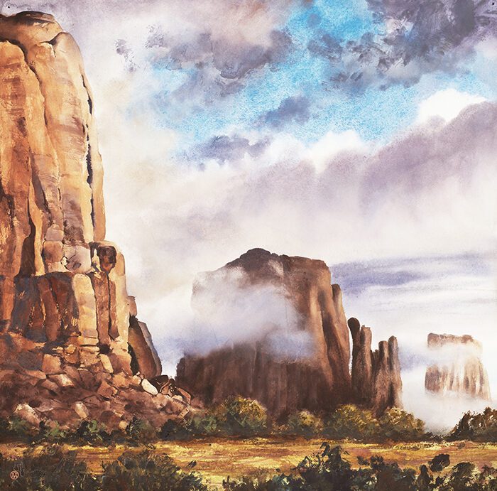 painting of a rocky moutains 